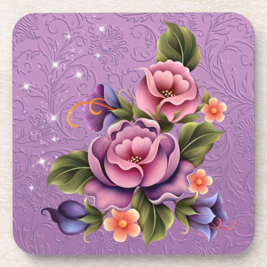 Blume Untersetzer/Korkrückwand aus Kunststoff - Se Untersetzer (Vorderseite)