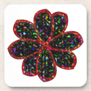 Blume-Untersetzer mit schwarzem Glitzer Untersetzer