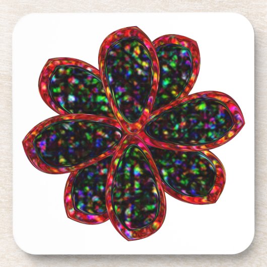 Blume-Untersetzer mit schwarzem Glitzer Untersetzer (Vorderseite)