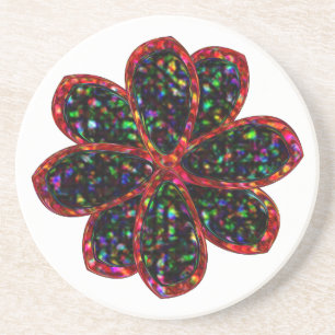 Blume-Untersetzer mit schwarzem Glitzer Untersetzer
