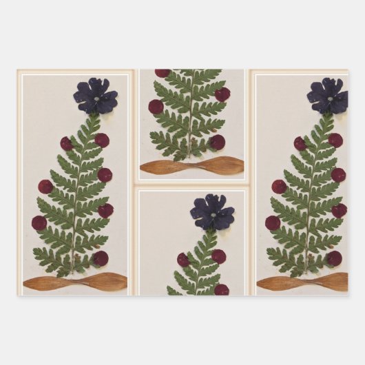 Blume-Urlaubspapierdesign für Trockenpressen Geschenkpapier Set (Vorderseite)