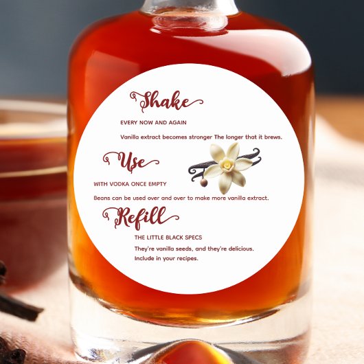 Blume Vanilla Extract Instructions Label Runder Aufkleber