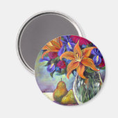 Blume Vase Birnen Malerei Art - Multi Magnet (Vorderseite/Rückseite)
