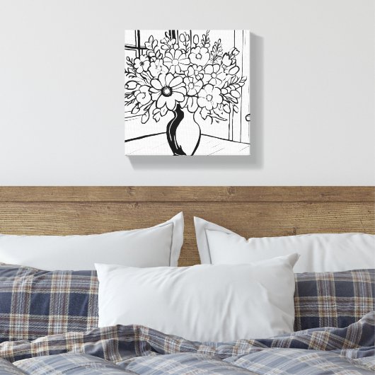 Blume Vase Bouquet Modernes Minimalistisch Leinwanddruck (Insitu (Schlafzimmer))
