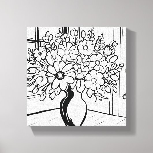 Blume Vase Bouquet Modernes Minimalistisch Leinwanddruck (Vorderseite)