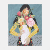Blume Vase Girl Fleecedecke (Vorderseite)