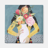Blume Vase Girl Magnet (Vorne)