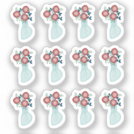 Blume Vase Grünplaner Aufkleber Set