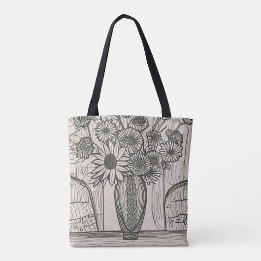 Blume Vase Line Zeichnend Blumenkunst Tasche (Rückseite)