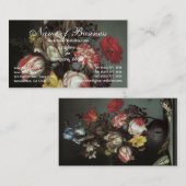 Blume Vase Muscheln Insekten, Balthasar van der As Visitenkarte (Vorne/Hinten)