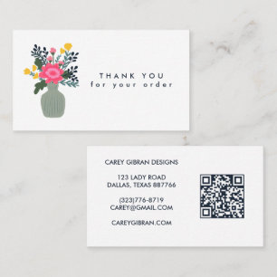 BLUME VASE QR Code Bestellung Vielen Dank Visitenkarte
