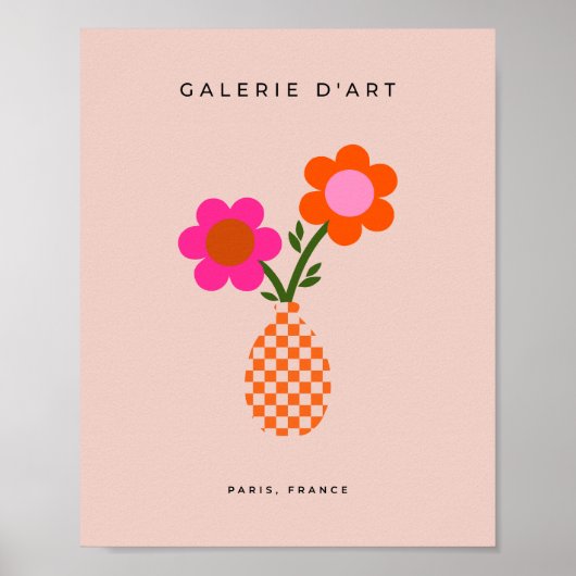 Blume Vase Rosa Orange Neutral Poster (Vorne)