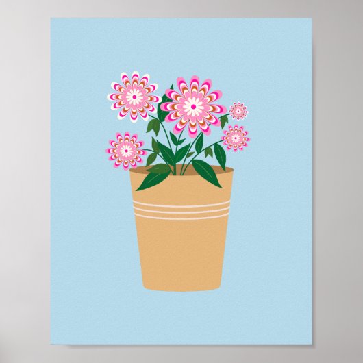 Blume Vase rosa und blau Preppy Poster (Vorne)