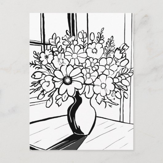 Blume Vase Simplistic Sketch Postkarte (Vorderseite)