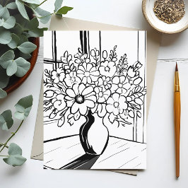 Blume Vase Simplistic Sketch Postkarte