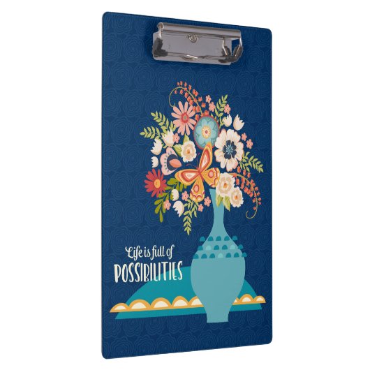 Blume Vase Stilvolles blaues Inspirationsangebot Klemmbrett (Rechts)