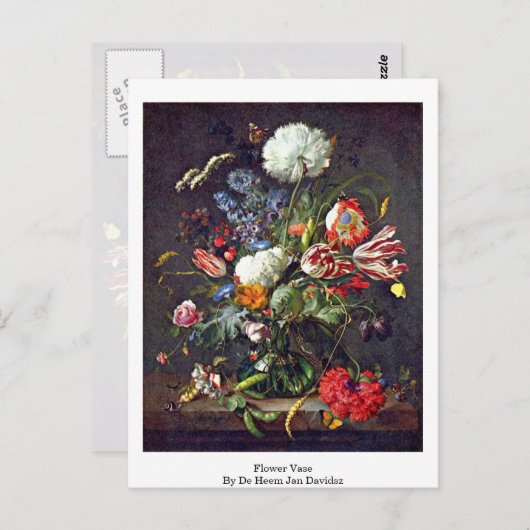 Blume Vase von De Heem Jan Davidsz Postkarte (Vorne/Hinten)