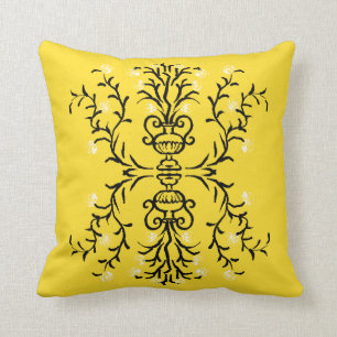 Blume Vase Yellow Tribal Kissen