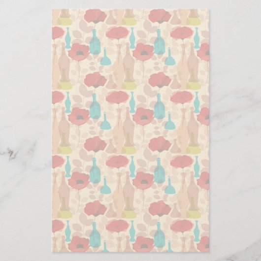 Blume, Vasen und Flaschenmuster Briefpapier (Vorderseite)