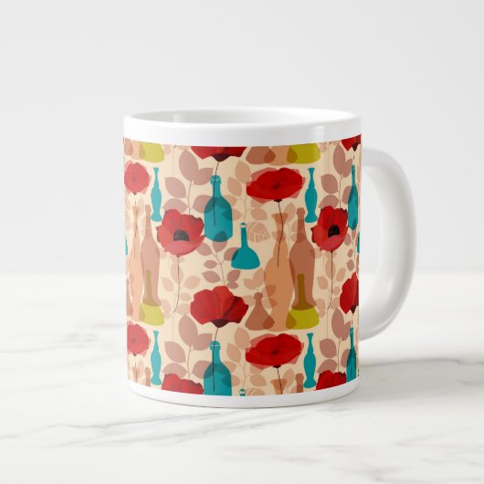 Blume, Vasen und Flaschenmuster Jumbo-Tasse (Vorderseite Rechts)