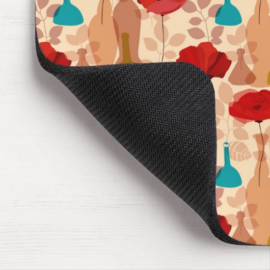 Blume, Vasen und Flaschenmuster Mousepad (Ecke)