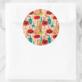 Blume, Vasen und Flaschenmuster Runder Aufkleber (Tasche)