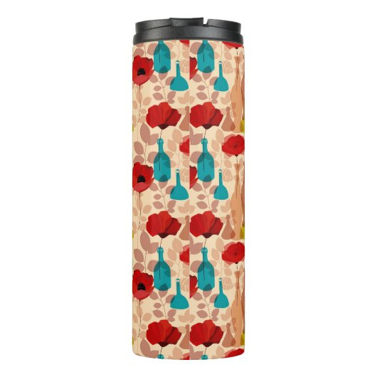 Blume, Vasen und Flaschenmuster Thermosbecher (Rückseite)
