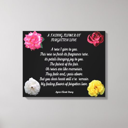 BLUME VERGESSEN LIEBE POEM CANVAS DRUCKEN LEINWANDDRUCK (Vorderseite)