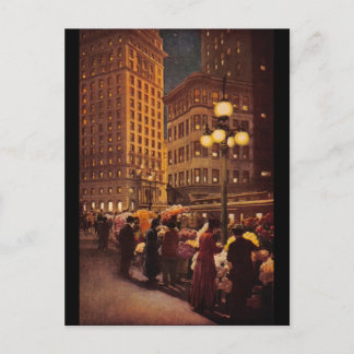 Blume-Verkäufer in der Nähe des Call-Gebäude Postkarte