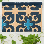 Blume Verlasse blaues Beige Blumenmuster Geschirrtuch (Gefaltet)