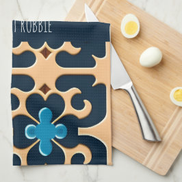 Blume Verlasse blaues Beige Blumenmuster Geschirrtuch