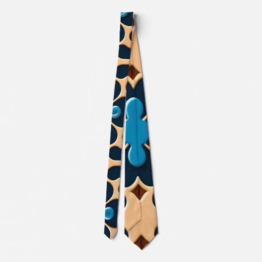 Blume Verlasse blaues Beige Blumenmuster Krawatte (Rückseite)