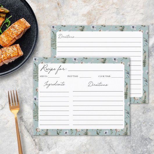 Blume Verlasst Blumenmuster-Rezept-Karte