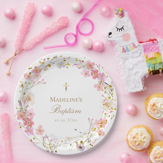 Blume verrichten Taufe Pappteller (Party)