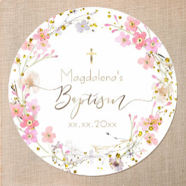 Blume verrichten Taufe Runder Aufkleber