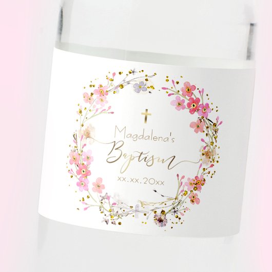 Blume verrichten Taufe Wasserflaschenetikett
