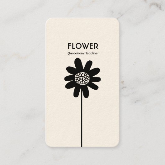 Blume VII - Schwarz (Creme) Visitenkarte (Vorderseite)