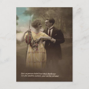 Blume Viktorianisch Couple Poisson d'avril Postkarte