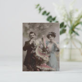 Blume Viktorianisch Couple Poisson d'avril Postkarte (Stehend Vorderseite)