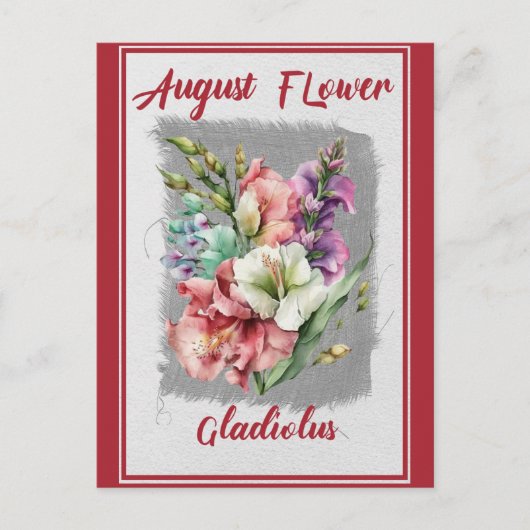 Blume Vintag August Gladiolus Floral Postkarte (Vorderseite)