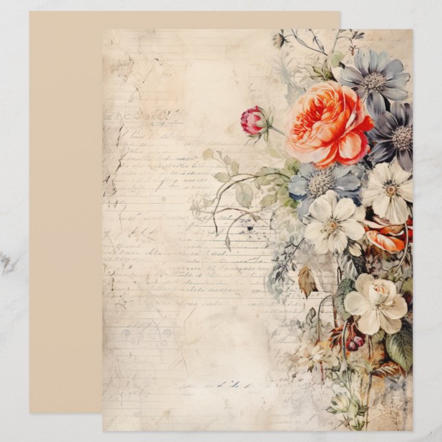 Blume Vintag Collage 1 (Vorne/Hinten)