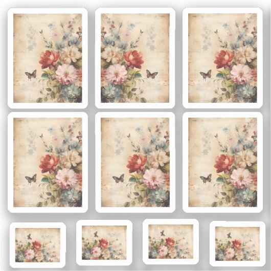 Blume Vintag Collage 1 Aufkleber (Vorderseite)