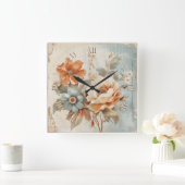 Blume Vintag Deko Quadratische Wanduhr (Zuhause)
