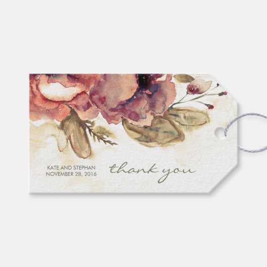 Blume Vintage Hochzeit Geschenkanhänger (Vorderseite (Horizontal))