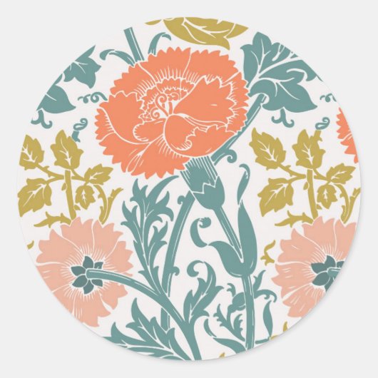 Blume, Vintage Kunst Runder Aufkleber (Vorderseite)