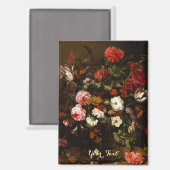 Blume Vintage Ölgemälde Magnet (Vorderseite/Rückseite)