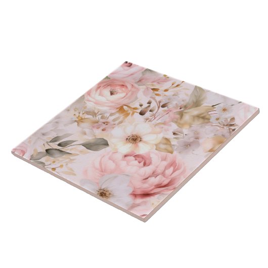 Blume, Vintage Rose, rosa Rosen Fliese (Seite)