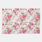 Blume, Vintage Rose, rosa Rosen Geschirrtuch (Horizontal)