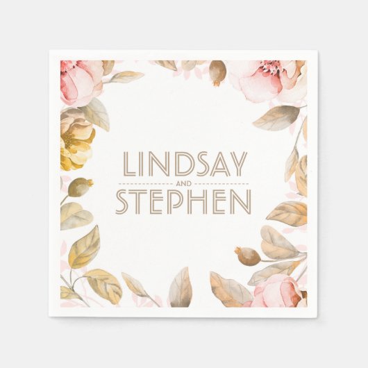Blume Vintage Wedding mit Gold und Blush Serviette (Vorderseite)