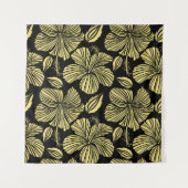 Blume Vintager nahtloser tropischer Hibisken Wandteppich (Vorderseite (Horizontal))